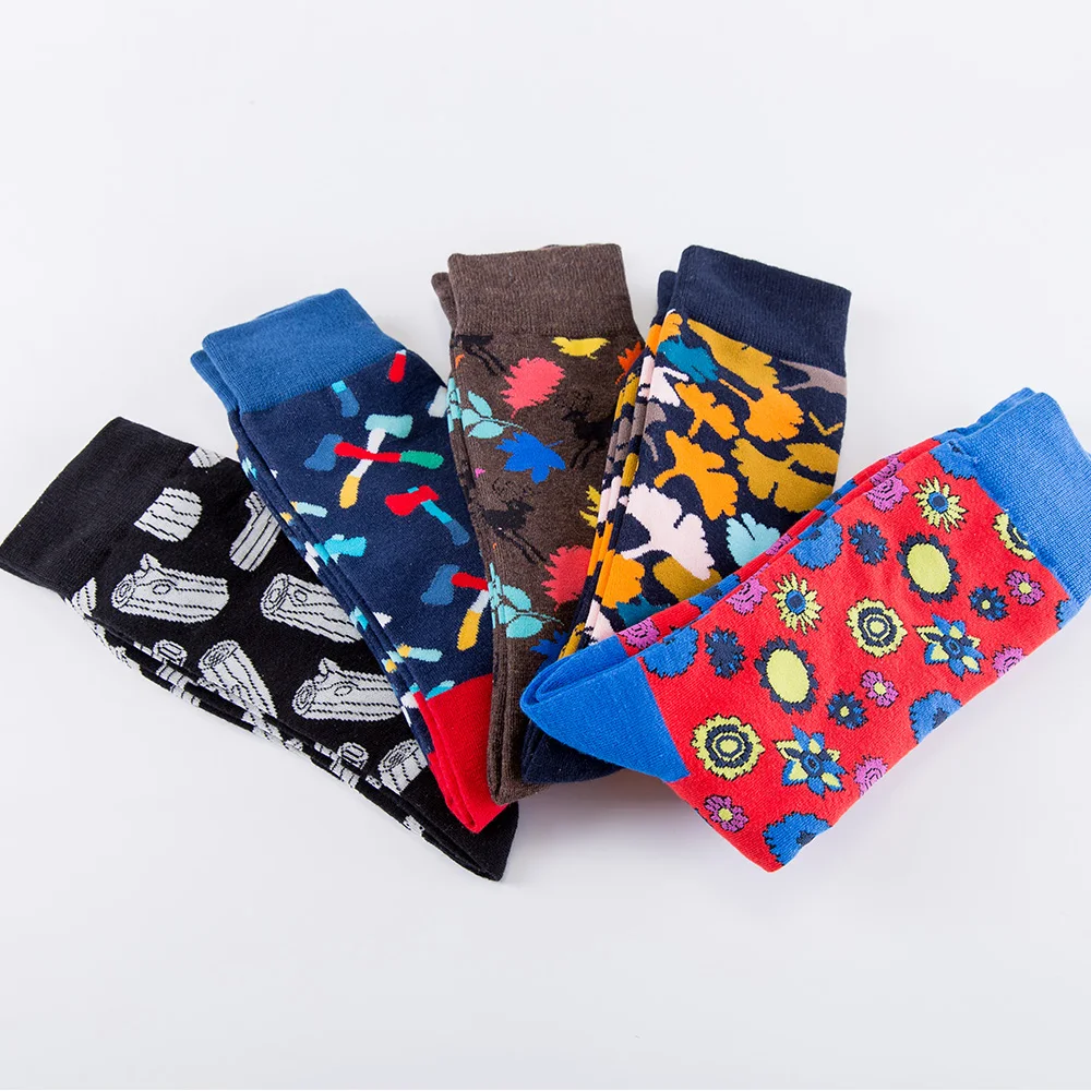UP GRADE Happy Star Pattern Women Socks Uni-sex Happy Design Cotton Socks for Gym Socks