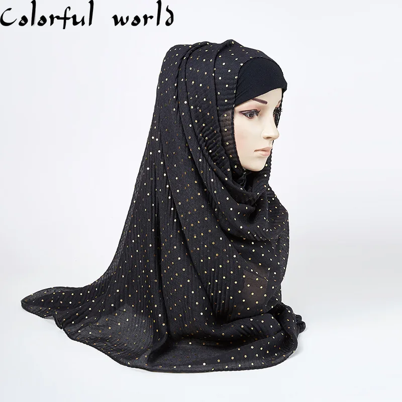 Headdress High Quality New Wave Spot Bronzing Lady Towel Cotton Hemp Scarf Wholesale Fashion Muslim Shawl Solid Arab Hijab | Тематическая