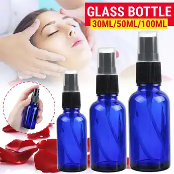 

30ml/50ml/100ml Empty Blue Glass Spray Bottles With Fine Mist Sprayer for Essential Oil Perfume Atomizer Women Travel Outdoor