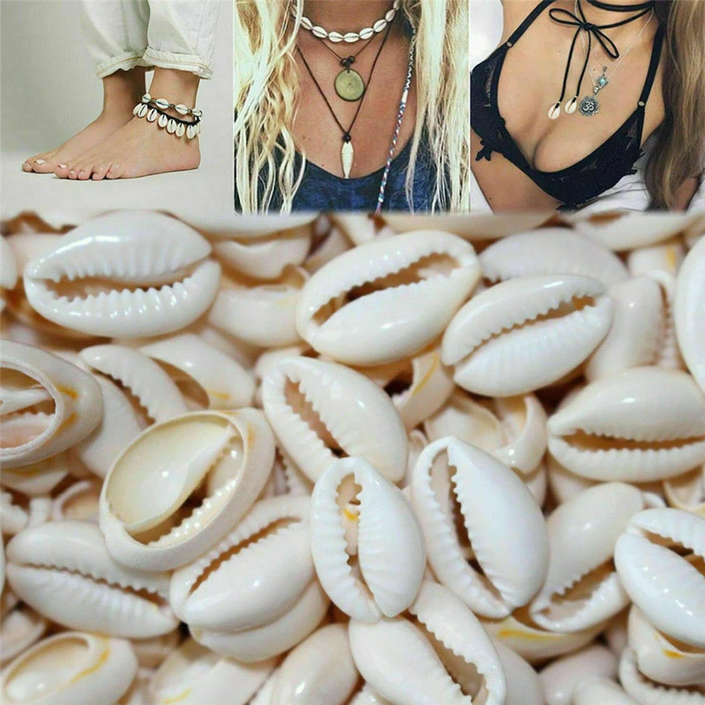 100Pcs White DIY Sea Shell Cowrie Cowry Charm Beads Beach Jewelry Accessories for Women Sea Shells Earrings Bracelet Necklace 2