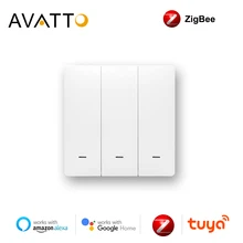 Avatto tuya zigbee switch com/sem neutro, inteligente sem fio padrão da ue 2 maneiras de controle luz switche trabalhar com alexa, casa do google