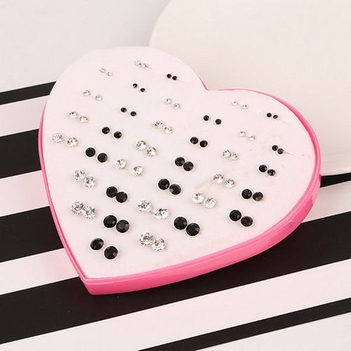 Multi-style Colorful Animal Heart Star Moon Geometric Crystal plastic Stud Earring Set For Women Girls Jewelry Gifts