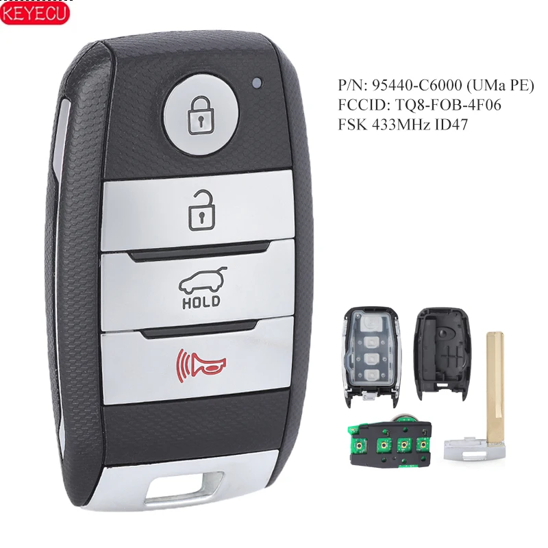 KEYECU OEM Keyless Go Smart Remote Key 433MHz ID47 for KIA Sorento 2015 2016 2017 2018 TQ8-FOB-4F06 P/N: 95440-C6000 (UMa PE)