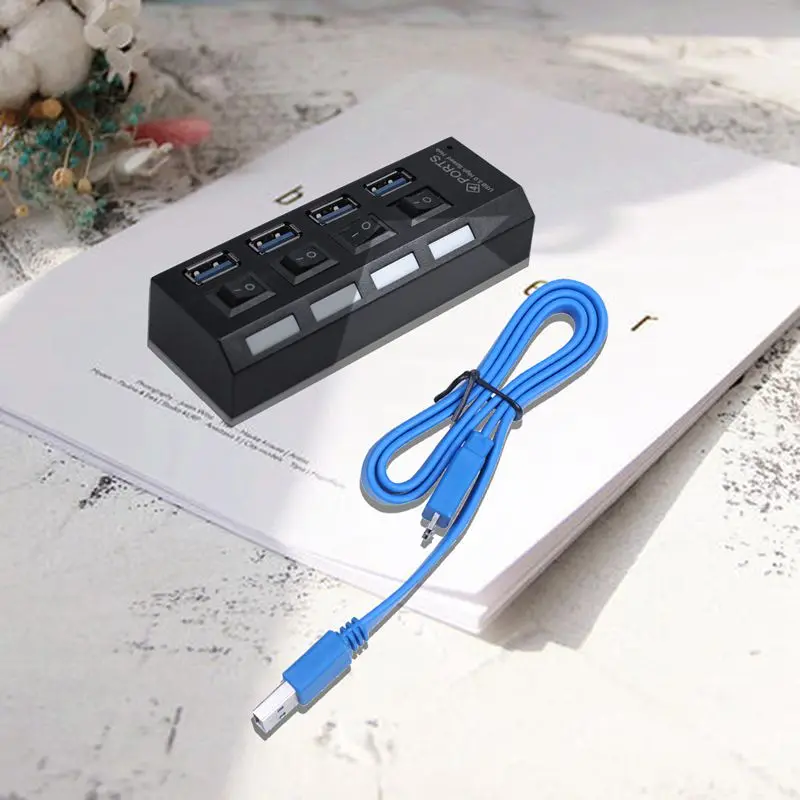 USB 3,0 концентратор 4 порта Супер скорость 5 Гбит/с 4-портовый USB 3,0 Windows Mac OS Linux ПК ноутбук-черный