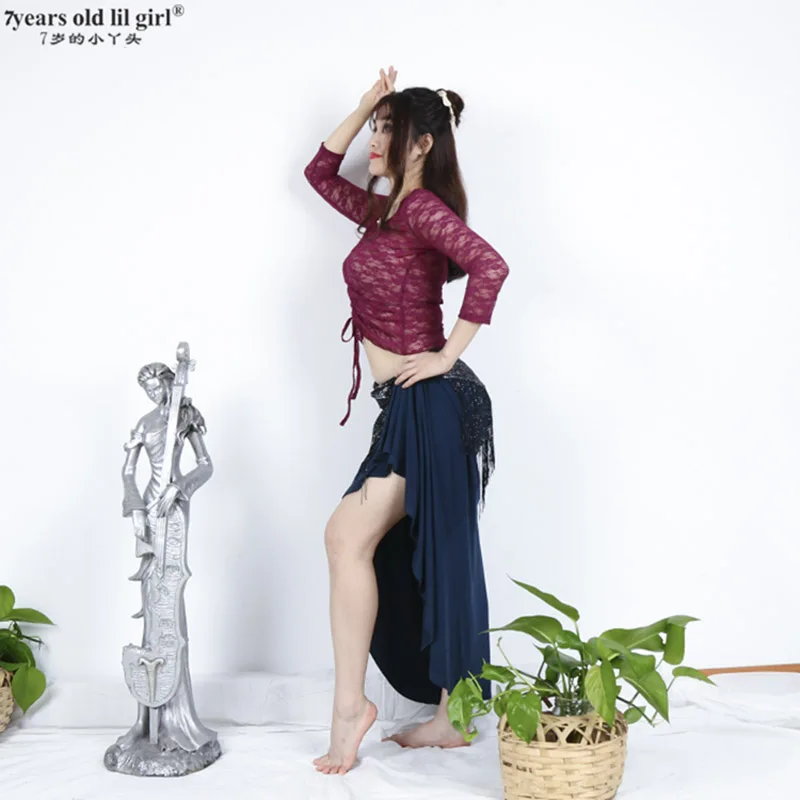 Belly Dance Top Gothic Tribal Belly Bance Top Lace Choli Short Sleeve Top Women's Belly Dance Costume GII01-02