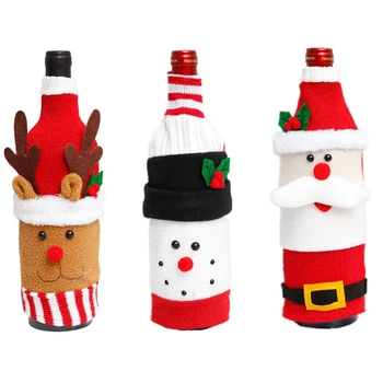 

3Pc Christmas Decorations Sweater Bottles Sets Clothes Bottle Dress Up Christmas Decor for Home Christmas Ornament Gifts