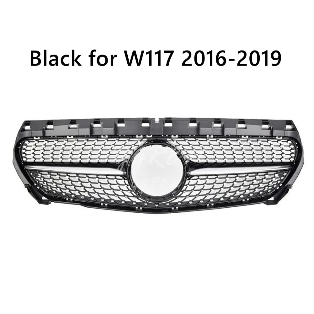 Fit for Mercedes Benz CLA-Class W117 16-ON Front Grille Diamond Silver Black Fit for Mercedes Benz CLA-Class W117 16-ON Front Grille Diamond Silver Black