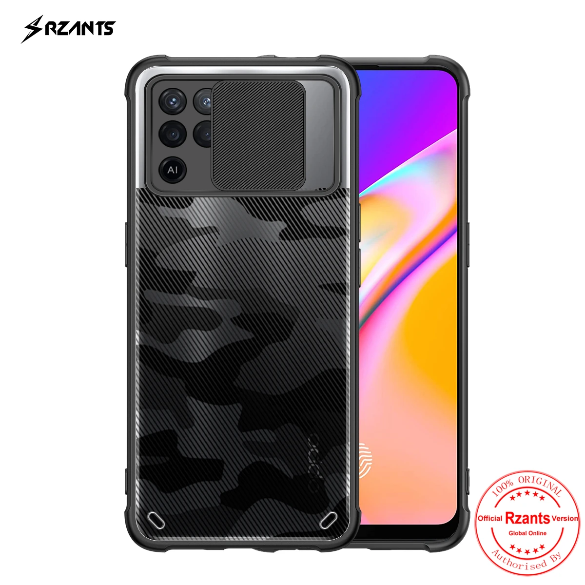 Rzants For OPPO A94 A93 F19 Pro Reno 5F  Reno 5 Lite  Phone Case Soft Camouflage Lens Slim Half Clear Phone Casing