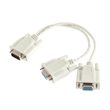 

Newest 1 Male VGA to 2 Female VGA Splitter Cable 2 Way VGA SVGA Monitor Dual Video Graphic LCD TFT Y Splitter Cable Lead