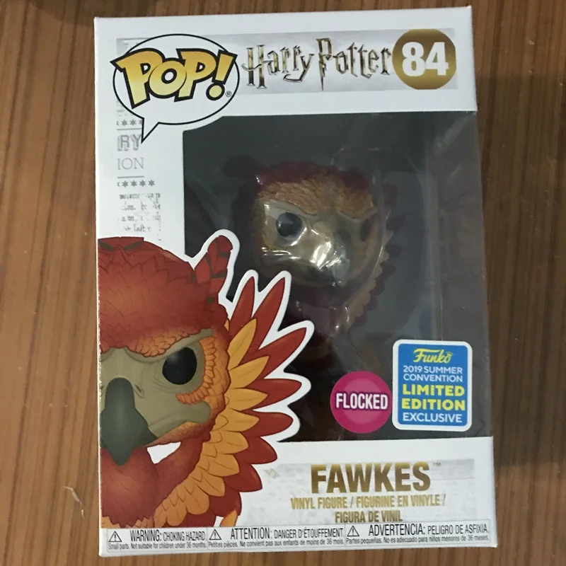 

2019 SDCC Exclusive Funko pop Official Harry Potter - Fawkes Flocked Vinyl Action Figure Collectible Model Toy with Original Box