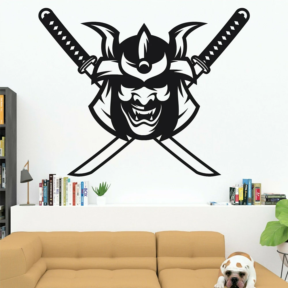 Samurai Wall Decal sword Ninja Gaming Sticker for Boys Room Teenagers Bedroom Decor Vinyl Wallpaper X088 | Дом и сад