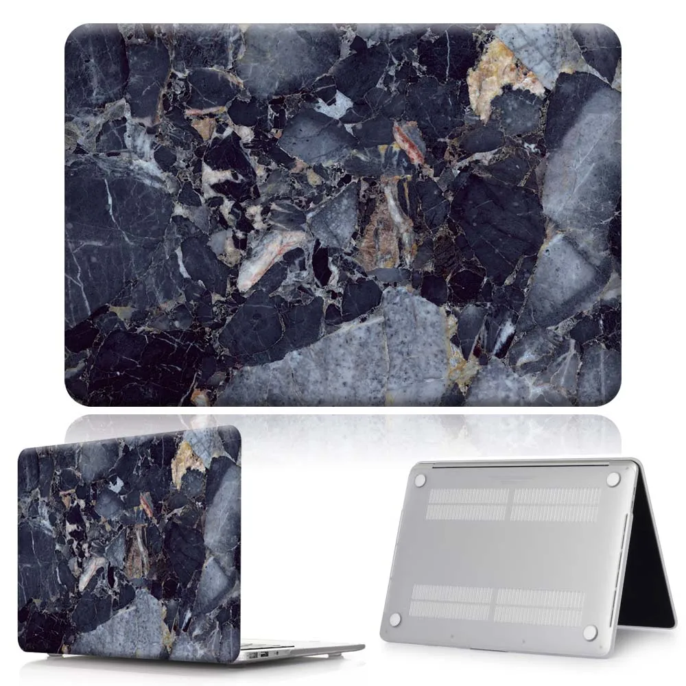 dark blue marble KK& LL для Apple MacBook Air Pro retina 11 12 13 15/Pro 13 15 жесткий чехол для ноутбука с сенсорной панелью+ клавиатура+ Защитная пленка для экрана - Цвет: dark blue marble