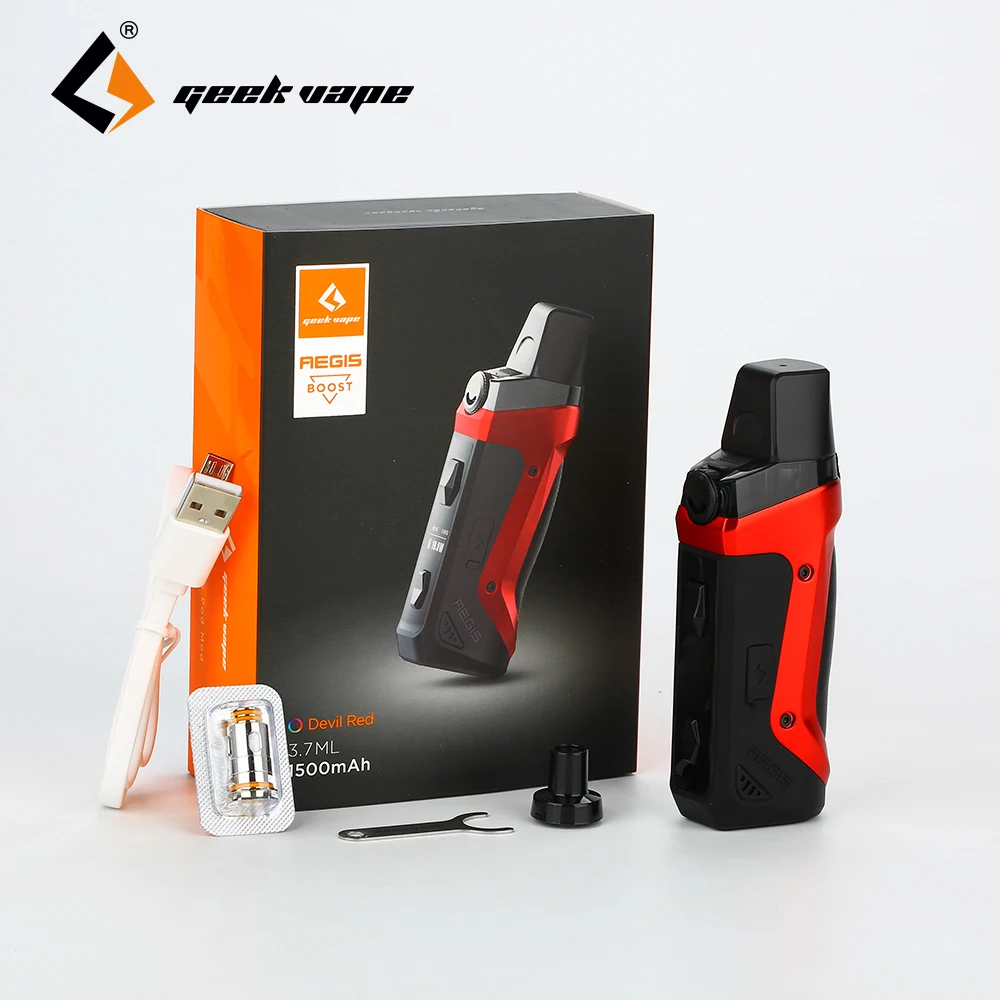 Kaufen Neue Geekvape Aegis Boost Pod Vape Kit mit 1500mah Eingebaute Batterie   3ml Zerstäuber MTL DTL E  cig Vape kit vs Vinci Drag Nano