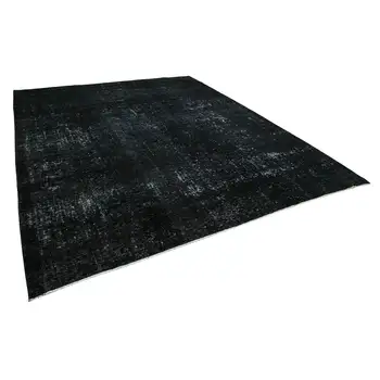 

286x351 Cm Black Handmade Overdyed Large Area Rug-9x11 Ft