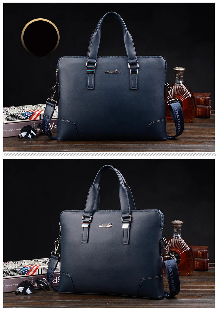 Men's Waterproof Leather Business Briefcase 14 Inch Laptop Tablet Leather Shoulder Bag Messenger Bag Men's Bag Tote
