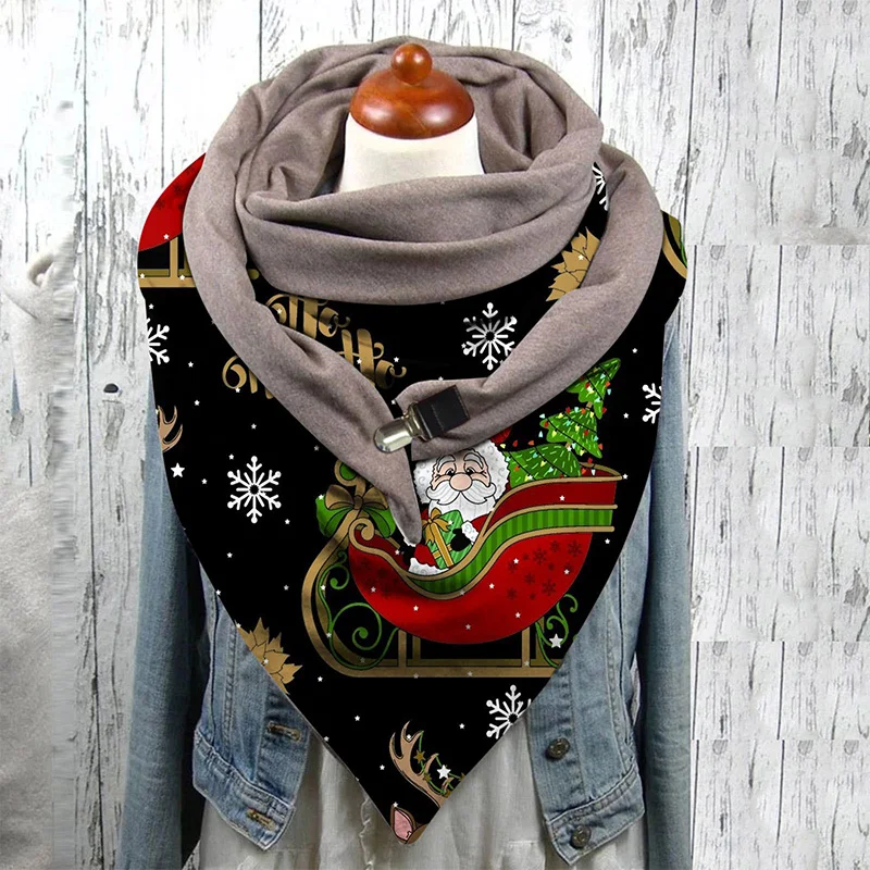 Men's and women's scarf scarf winter warm printing cartoon casual riding neckwear accessories Christmas bib bib