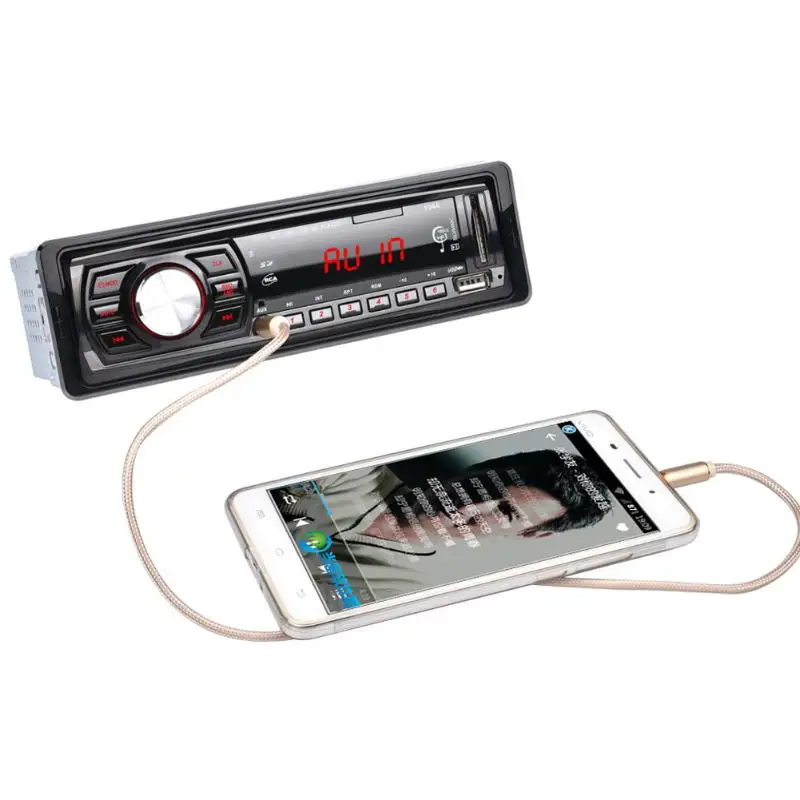 Авторадио автомобильный стерео радио 12 В 3,5 мм AUX MP3 музыкальный плеер USB FM приемник Пульт дистанционного управления мультимедийный плеер In-dash один Din