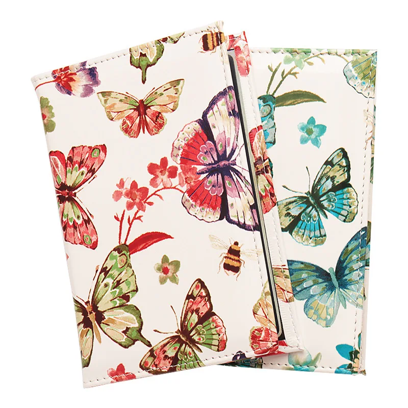 

Jiexi Bees Butterfly Flowers PU Leather Passport Cover Case Ticket ID Holder Passport Wallet Clip Travel Accessories ZSPC53