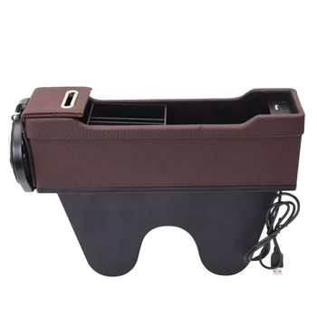 

Universal Containers Microfiber Leather Phone Holder Storage Case Armrest Water Cup USB Charging Ports Car Accessories Seat Side