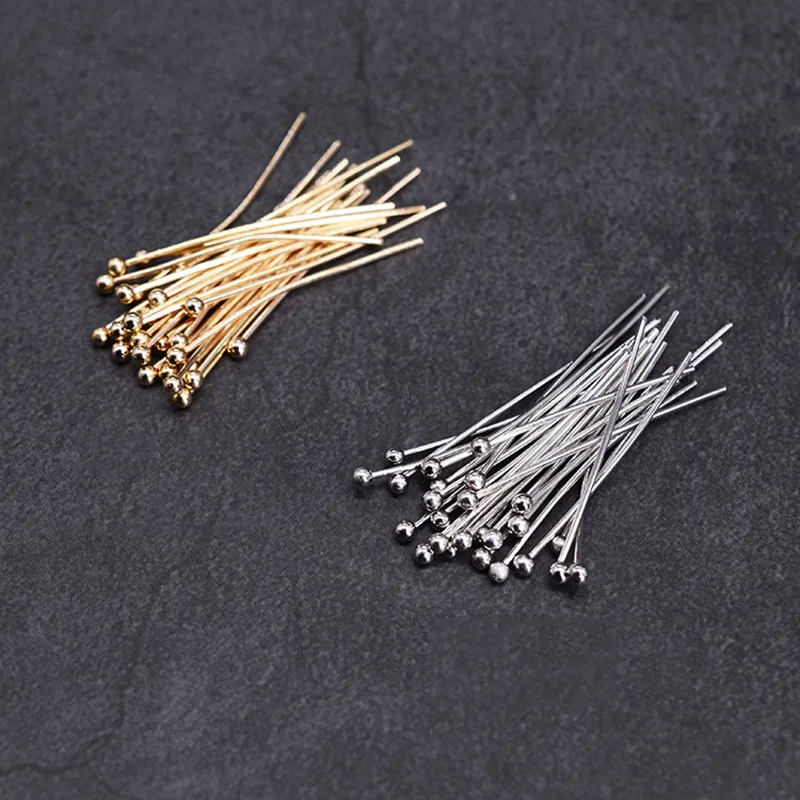 

Mibrow 100pcs/lot 20mm 25mm 30mm Copper Head Pins Ball Pins for DIY Beads Pearls Earrings Jewelry Making Findings Accessorie