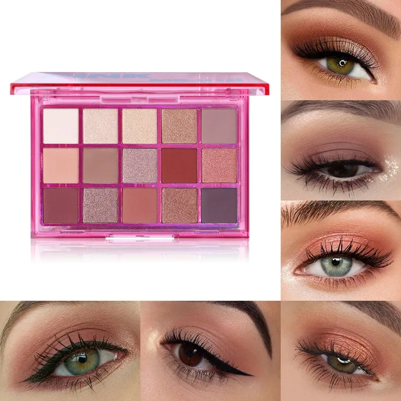 15 Colors Pigment Shimmer Glitter Matte Metallic Nude Blendable Eyeshadow Palette Smoky Makeup Eye Shadow Palette 15 Colors Pigment Shimmer Glitter Matte Metallic Nude Blendable Eyeshadow Palette Smoky Makeup Eye Shadow Palette