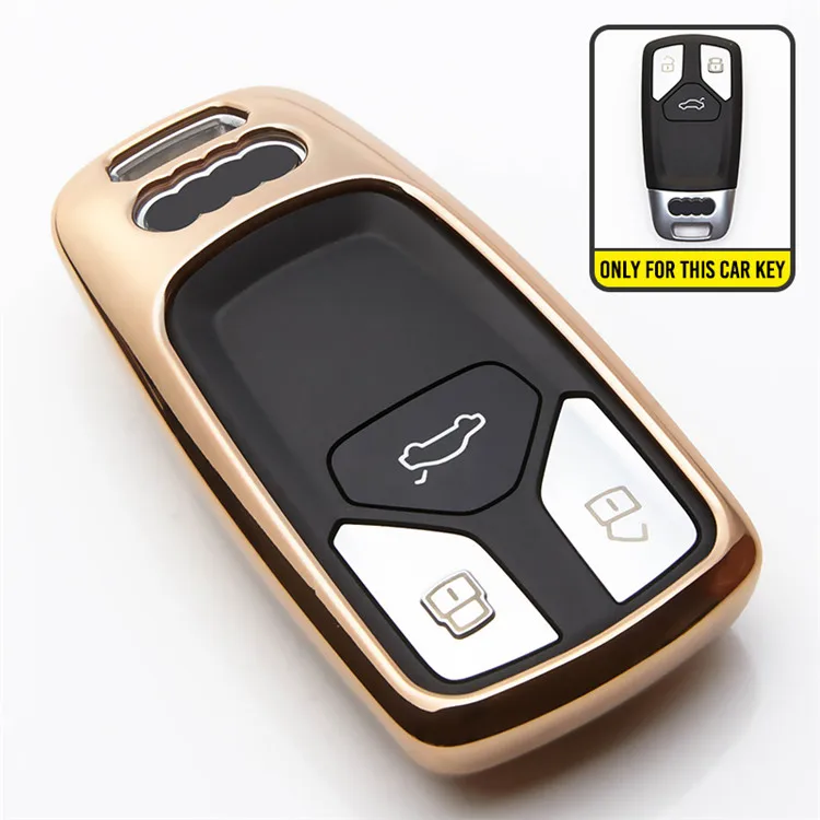 Gold only case ТПУ автомобиль дистанционного ключа чехол для Audi A4 A5 A4L 8S S5 B9 Q5 Q7 TT TTS защитный брелок оболочки держатель аксессуары - Название цвета: Gold only case