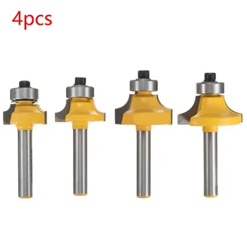 

4pcs Fillet milling cutter Shank 1/4" Radius Solid Woodworking Milling Cutter For Power Tool Rounded Trimming Router Bit