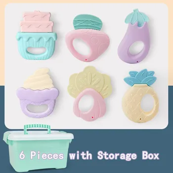 

Baby deciduous Teeth Toys 0-3-6-12 Months Molar Toys Soft Silicone Teething Toys Baby Chewing teether Toys 6 Pieces with Box )