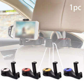 

Clamp Seat Back Adjustable Multifunctional Mobile Phone Holder 2 In 1 Portable Hangers ABS Headrest Bracket Car Hook Lock