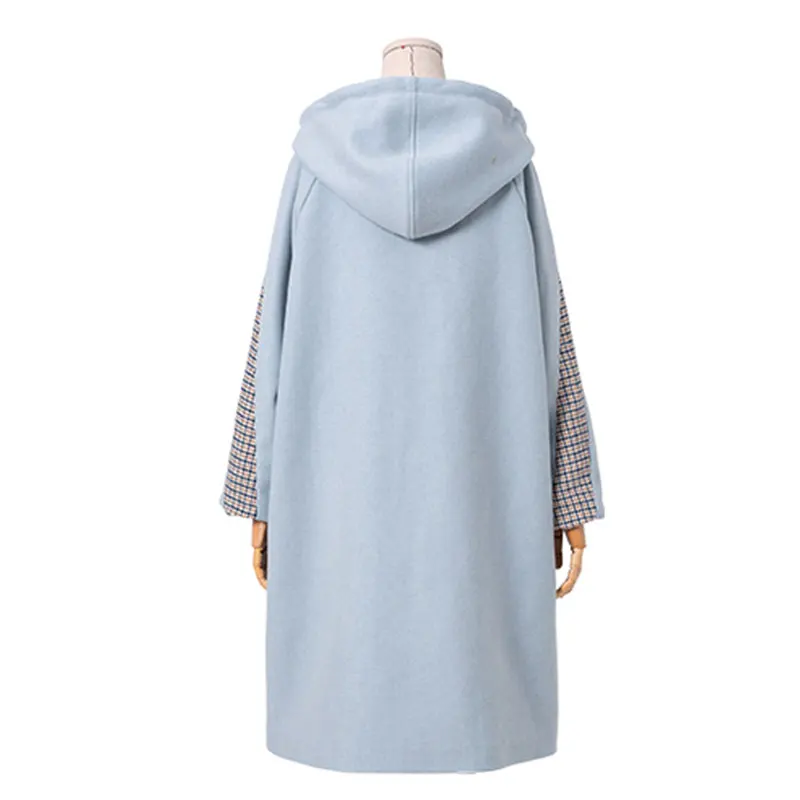 Aka Woman Winter Wool Coats New Korean Medium Long Hepburn Elegant Jacket Fashion Cloak Type Hooded Overcoat Female SS704