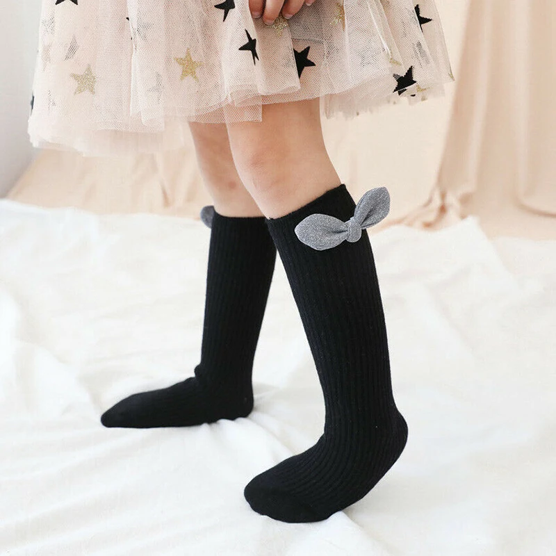 Kids Bow Long Socks Knee High Solid Newborn Baby Girl Boy Infant Toddler Socks Autumn Winter Warm Children Cute Lovely Gifts New