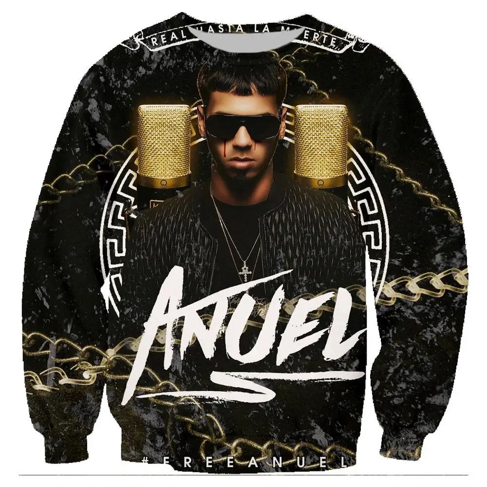 Поп-Певец ANUEL AA 3D принт Толстовка Черный Рок уличная толстовка мужская одежда повседневный спортивный костюм куртка негабаритных 5X