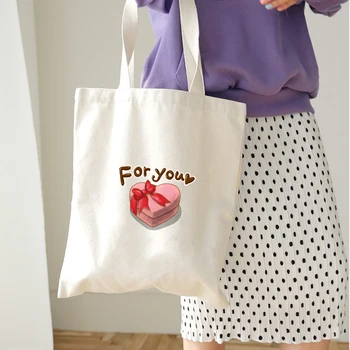 

Japanese Food Gift Cartoon Print Sweet Kawaii Cute Canvas Tote Bag Shopping Bag School Books Trip Bag Large Capacity Women