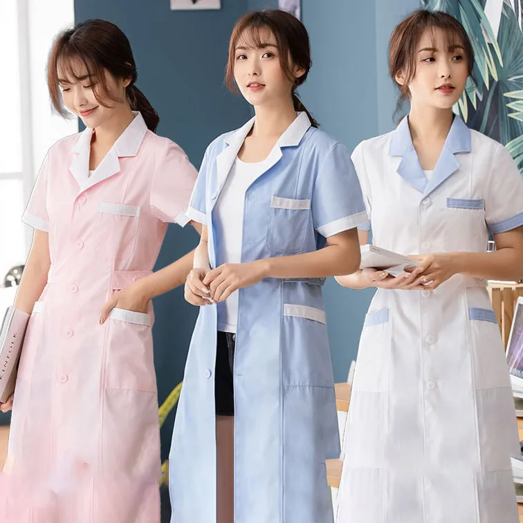 Unisex White Pharmacy uniform Lab coats Beauty salon Scrubs Pet grooming Long sleeved Famale spa uniform health work Clothing