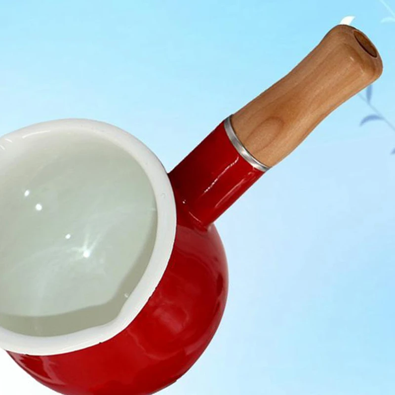 

Practical Butter Coffee Warmer Saucepan Kitchen Cooking Pot Enamel Milk Pan for Restaurant