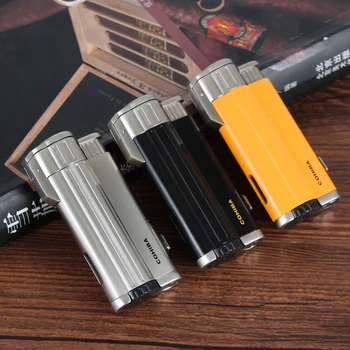 

COHIBA Cigar Gadgets Portable Torch Lighter 3 Jet Blue Flame Cigarette Cigar Lighter Smoking Burner For Cigars
