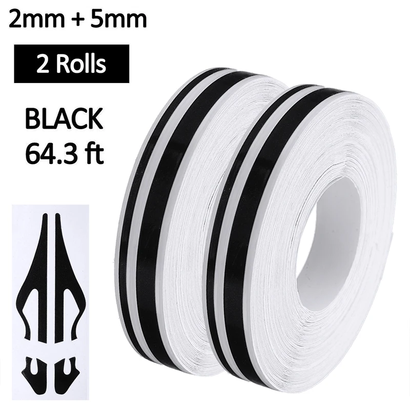 2 Roll 32ft Black Stripe Vinyl Sticker Tape Car Body Stickers Car Styling for Car Motorcycle