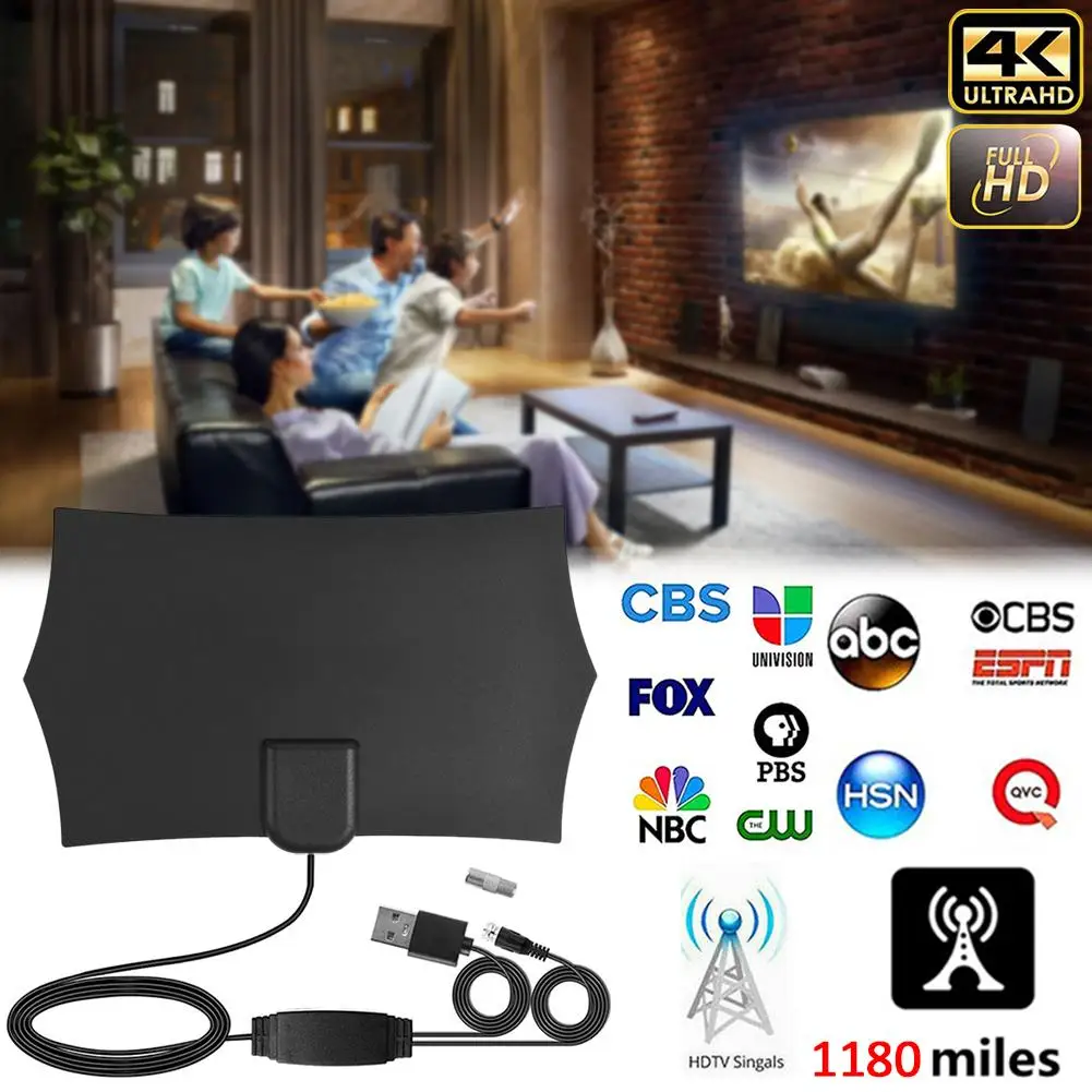 

4K Digital HDTV Aerial Indoor Amplified Antenna 1180 Miles Range with HD1080P DVB-T2 Freeview TV for Life Local Channels Broadca