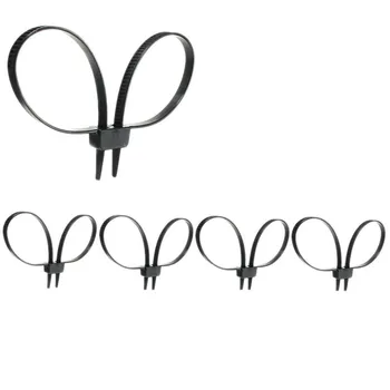 

5pcs Nylon Plastic Releasable Reusable Cable Tie Zip Wraps Ratchet Ties Wire Double Buckle Cable Ties