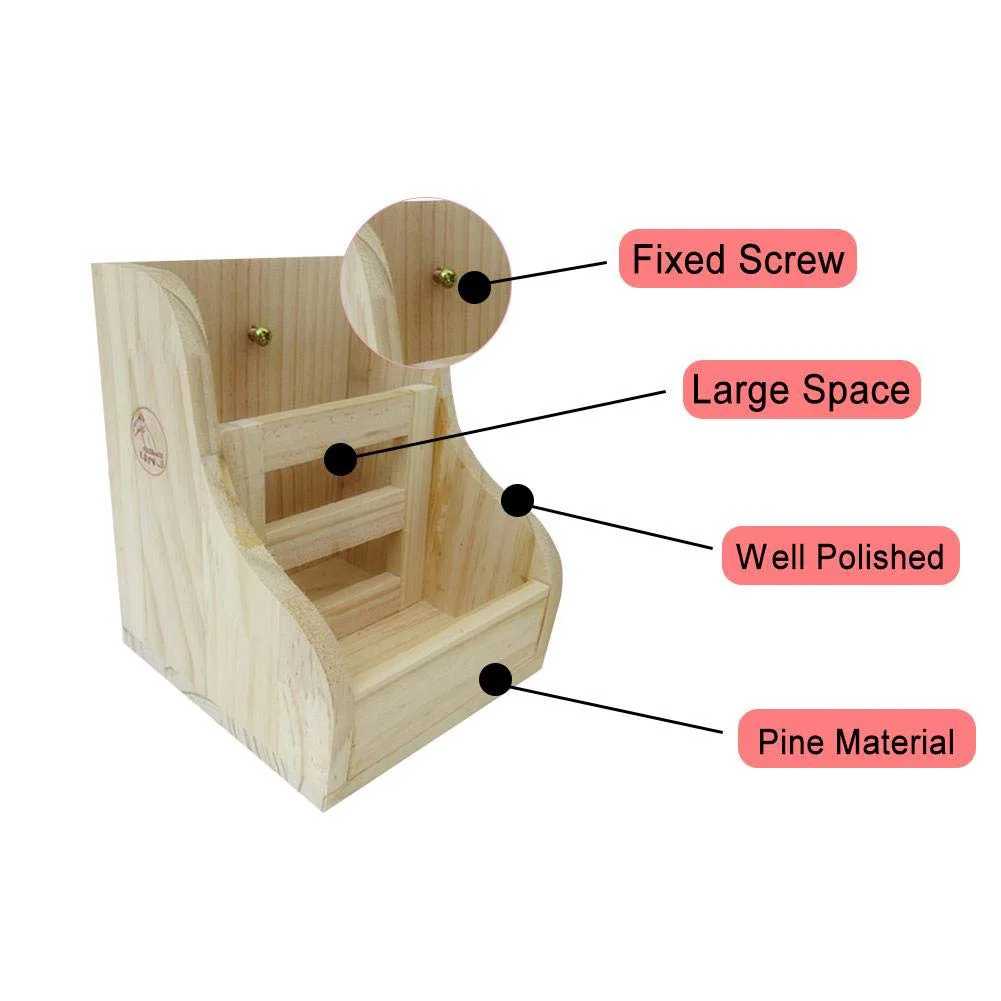 

2 In 1 Portable Home Rack Rabbit Accessories Container Pet Wooden Food Bowl Holder Frame Small Animal Hay Feeder Shelf