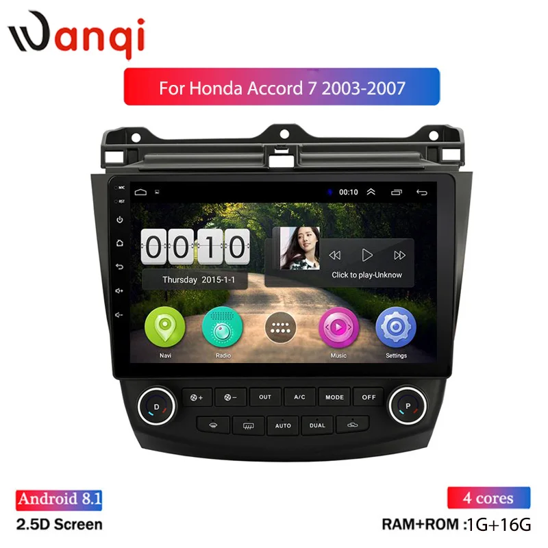 Мультимедийная Автомобильная магнитола Wanqi 10 дюймов Android 8 1 Wi-Fi для Honda Accord 7 2003-2007