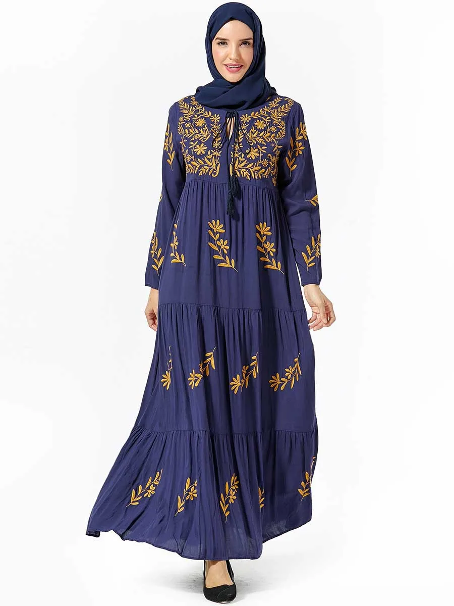

2020 Embroidery Turkish Dresses Abaya Dubai Faldas Evening No Headscarf MC9005