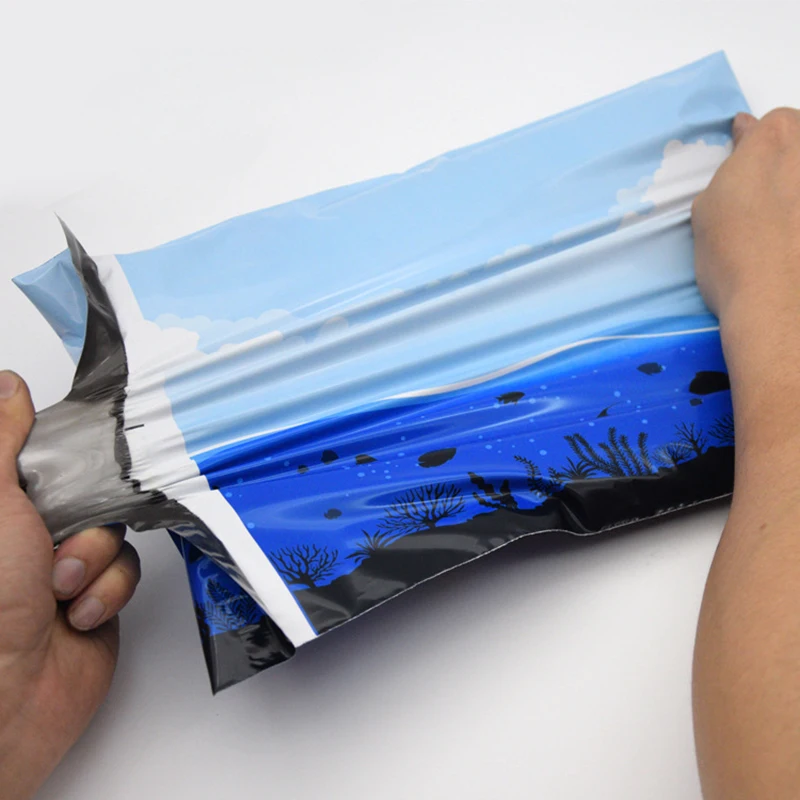 100 개/몫 분해 가능한 배송 가방 우편물 25.5x33cm 플라스틱 봉투 셀프 인감 폴 리 메일러 방수 우편 봉투 2 색