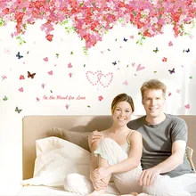 New Style Romantic Cherry Trees Sweet Bedroom Living Room Marriage House Decorative Wall PVC Removable SK2005AB