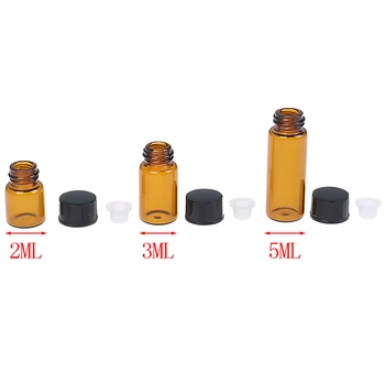 

10Pcs/lot Bottle Empty 2ml / 3ml / 5ml dark brown Essential Oil Bottle refillable bottle With Orifice Reducer for sample sack