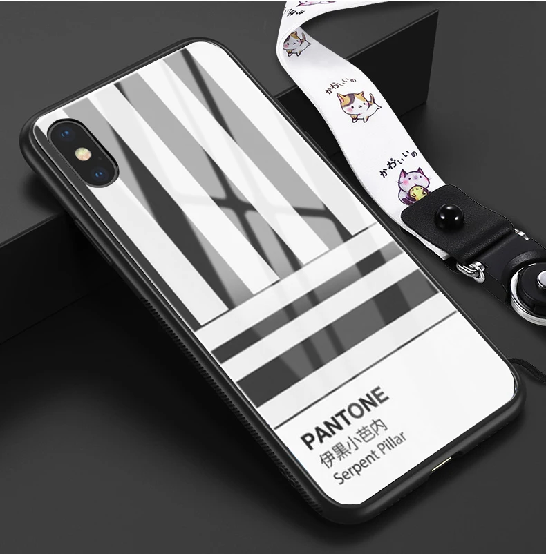 Kamado Nezuko Kimetsu no Yaiba Demon Slayer Pantone Black glass Phone Case For iphone 6/6s 7 7Plus X, XS i11 i11pro