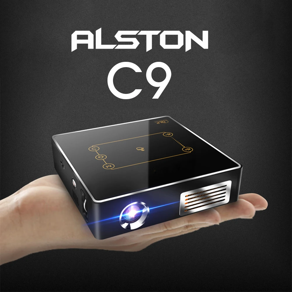 Алстон C9 плюс 4K Портативный мини-dlp проектор Android 7,1 Wi-Fi Bluetooth умная сенсорная панель проектор LED Главная Кино Бимер