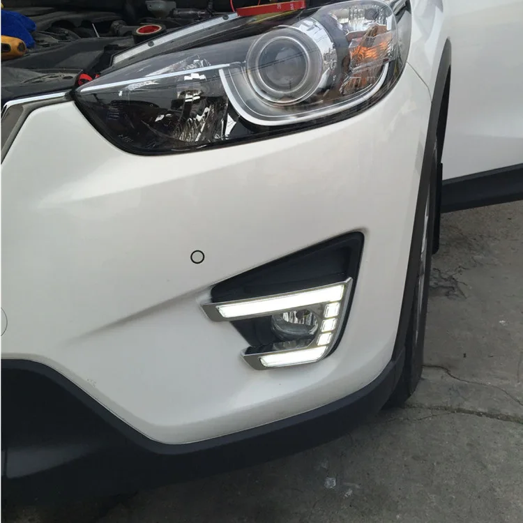 Для Mazda CX-5 CX5 CX 5 2012 2013 дневные ходовые огни светильник светодиодный DRL Противотуманные фары дальнего светильник s Желтый Поворотная сигнальная лампа