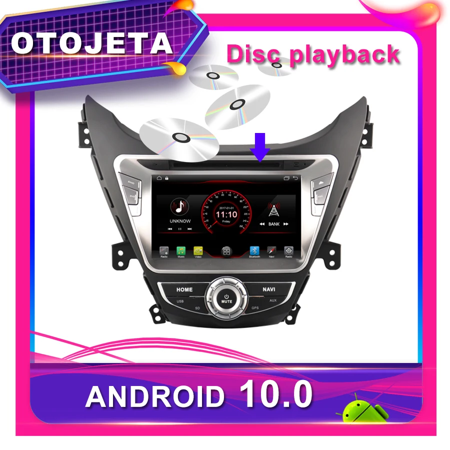 OTOJETA Автомобильный DVD Android 10,0 Автомобильный gps для HYUNDAI ELANTRA 2012 8 дюймов Автомобильный Радио мультимедийная лента рекордер bluetooth навигация