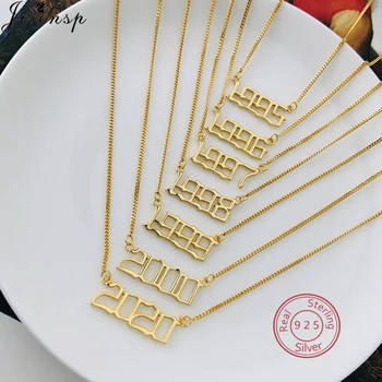 

Real 925 Sterling Silver Necklace Personalize Year Number Necklaces for Women Custom Year 1990 2020 Anniversary Birthday Gifts